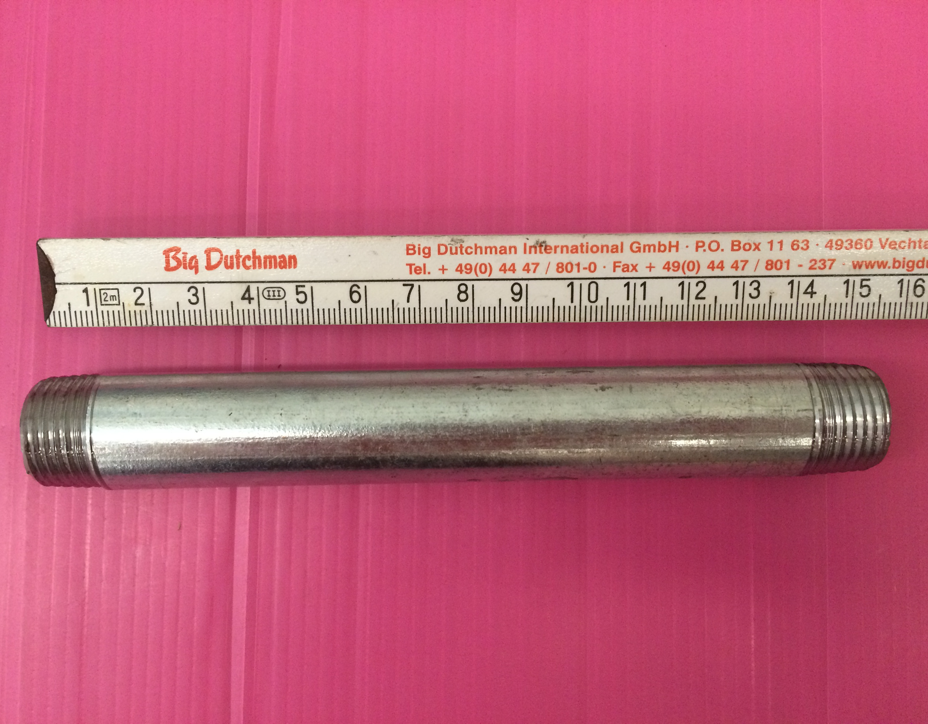 Pipe 1/2" galv. threaded (THK. 2.88) x 350 mm. (blue type)